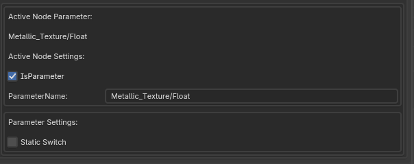 Active material parameter settings