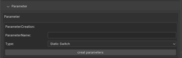 Parameter creation controls in Blending to Unreal